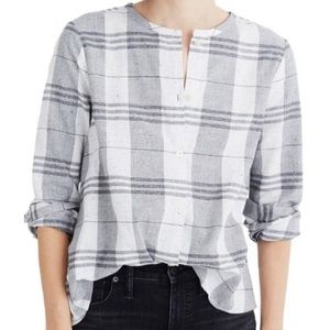 Madewell Gray Plaid Button Down Long Sleeve Top
